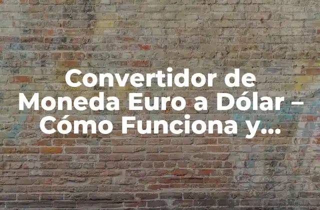 Convertidor de Moneda Euro a Dólar – Cómo Funciona y Cómo Utilizarlo