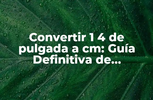 Convertir 1 4 de Pulgada a Cm: Guía Definitiva de Conversión de Unidades de Longitud