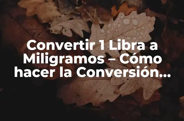 Convertir 1 Libra a Miligramos – Cómo Hacer la Conversión Correcta