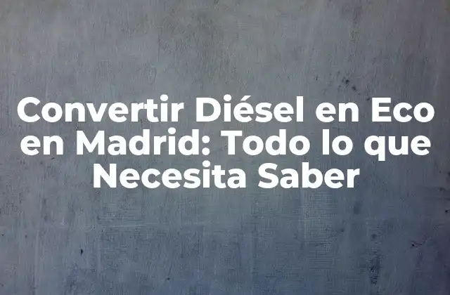 Convertir Diésel en Eco en Madrid: Todo Lo que Necesita Saber