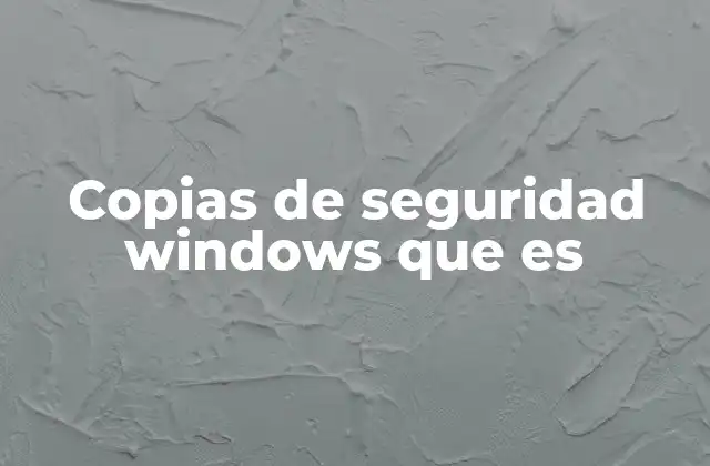 Copias de Seguridad Windows que es