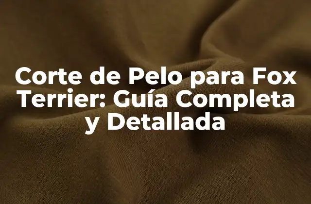 Corte de Pelo para Fox Terrier: Guía Completa y Detallada