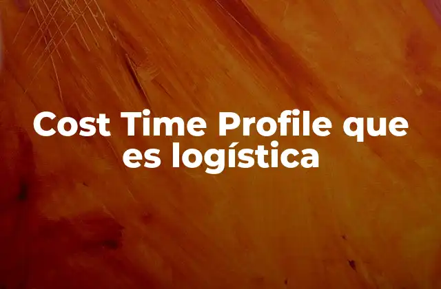 Cost Time Profile que es Logística