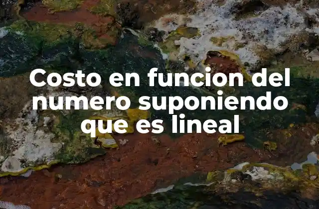 Costo en Funcion Del Numero Suponiendo que es Lineal