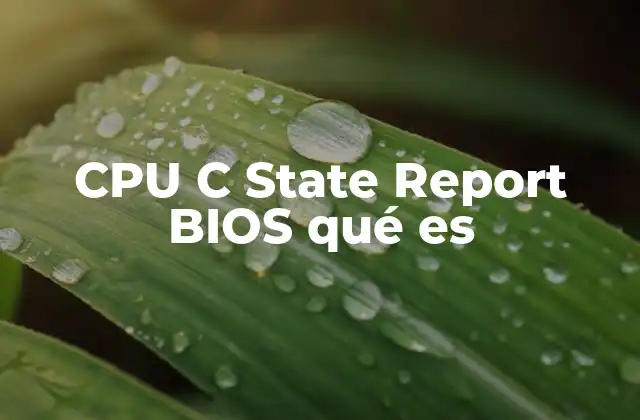 Cpu C State Report Bios Qué es