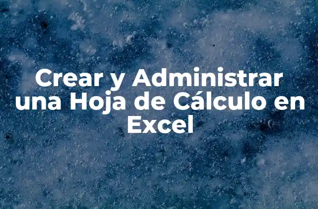 Crear y Administrar una Hoja de Cálculo en Excel