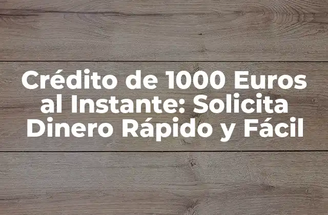Crédito de 1000 Euros Al Instante: Solicita Dinero Rápido y Fácil