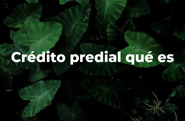 Crédito Predial Qué es