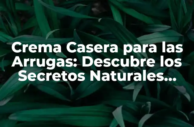 Crema Casera para las Arrugas: Descubre los Secretos Naturales para una Piel Joven y Saludable