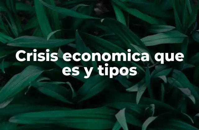 Crisis Economica que es y Tipos