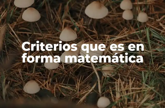 Criterios que es en Forma Matemática