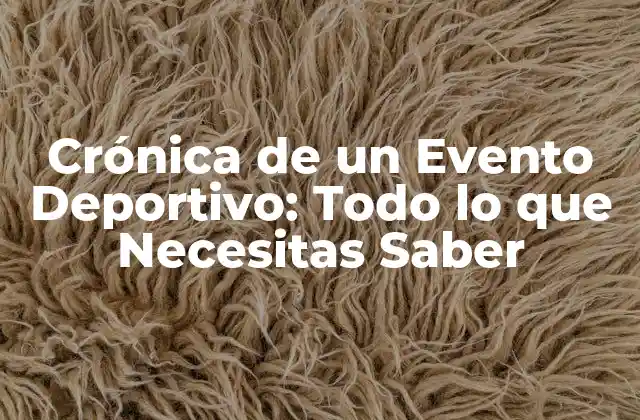 Crónica de un Evento Deportivo: Todo Lo que Necesitas Saber