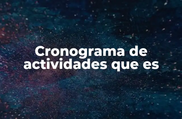 Cronograma de Actividades que es