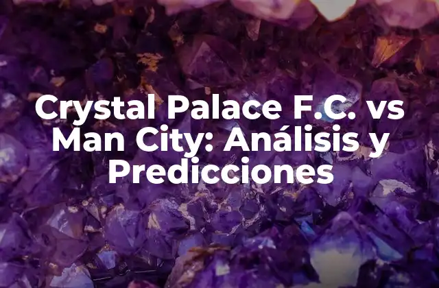 Crystal Palace F.c. Vs Man City: Análisis y Predicciones
