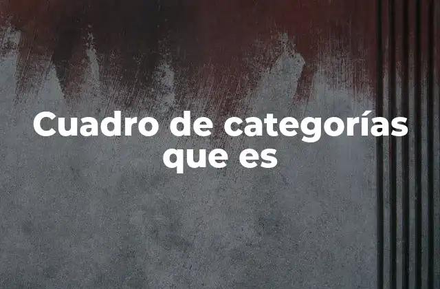 Cuadro de Categorías que es