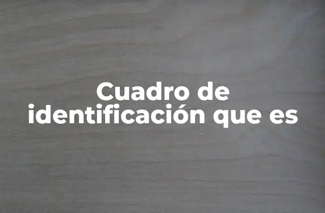 El cuadro de identificación como herramienta de clasificación