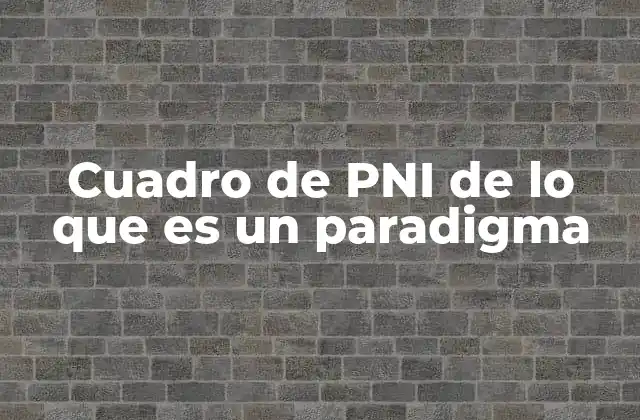 Cuadro de Pni de Lo que es un Paradigma