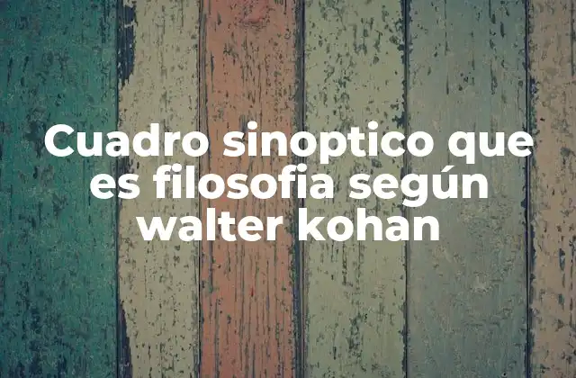 Cuadro Sinoptico que es Filosofia según Walter Kohan