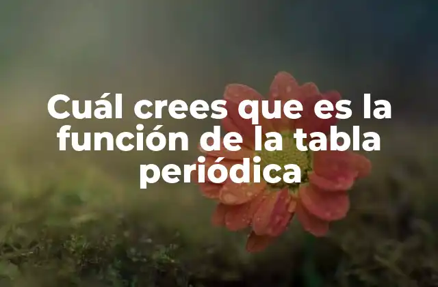 Cuál Crees que es la Función de la Tabla Periódica