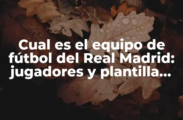 Cual es el Equipo de Fútbol Del Real Madrid: Jugadores y Plantilla Actual