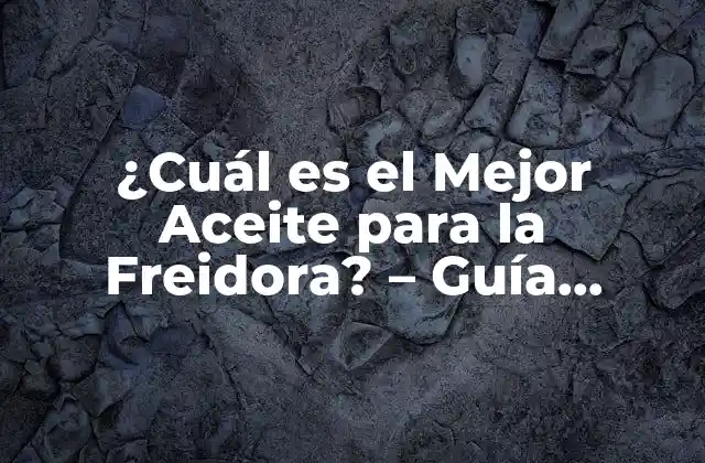 ¿cuál es el Mejor Aceite para la Freidora? – Guía Completa de Selección