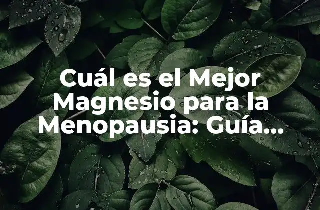 Cuál es el Mejor Magnesio para la Menopausia: Guía Completa