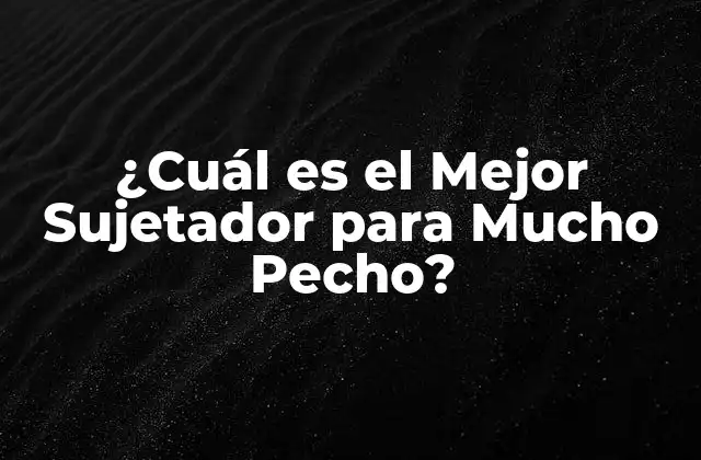 ¿cuál es el Mejor Sujetador para Mucho Pecho?