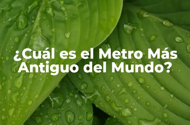 ¿cuál es el Metro Más Antiguo Del Mundo?