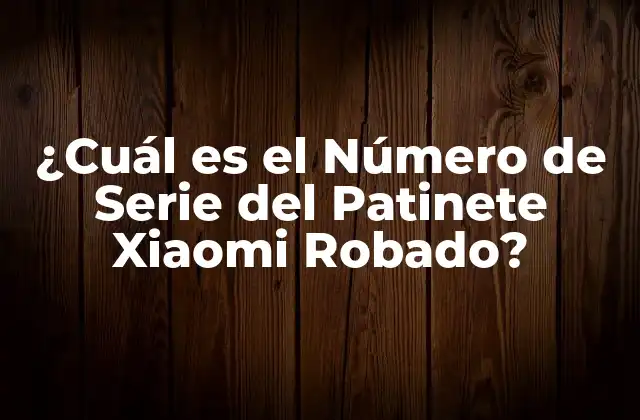 ¿cuál es el Número de Serie Del Patinete Xiaomi Robado?