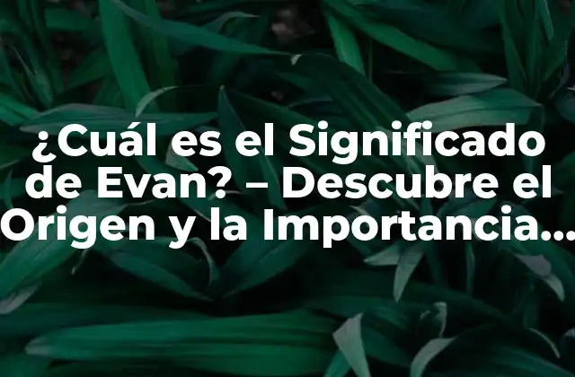 ¿cuál es el Significado de Evan? – Descubre el Origen y la Importancia Del Nombre