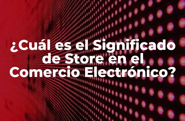 ¿cuál es el Significado de Store en el Comercio Electrónico?