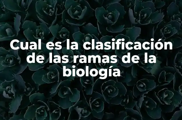 Cual es la Clasificación de las Ramas de la Biología