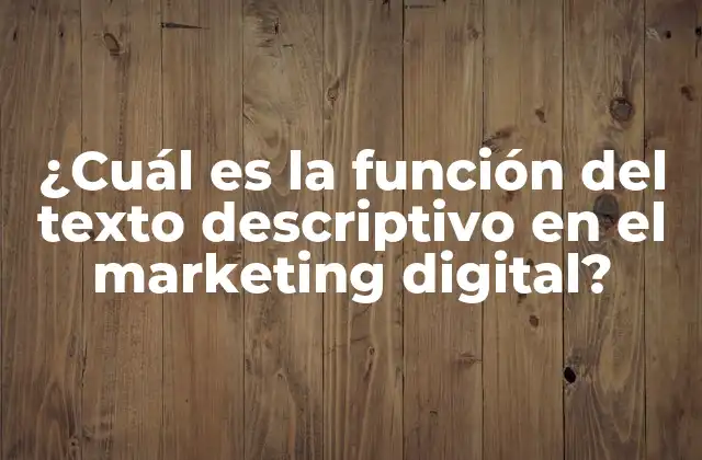 ¿cuál es la Función Del Texto Descriptivo en el Marketing Digital?