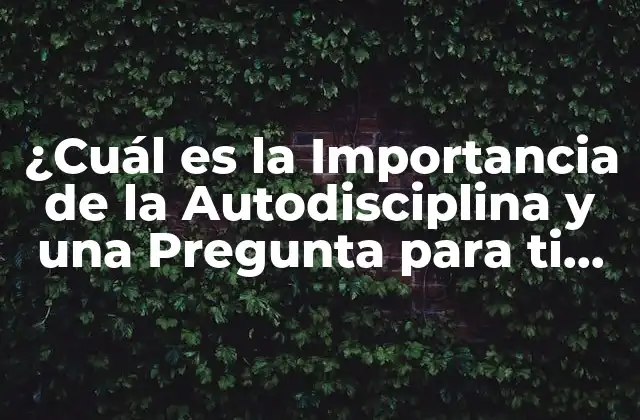 ¿cuál es la Importancia de la Autodisciplina y una Pregunta para Ti Mismo?