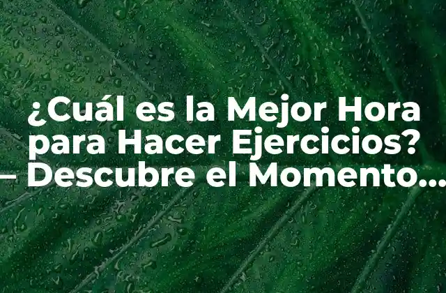 ¿cuál es la Mejor Hora para Hacer Ejercicios? – Descubre el Momento Ideal para Tu Régimen de Entrenamiento