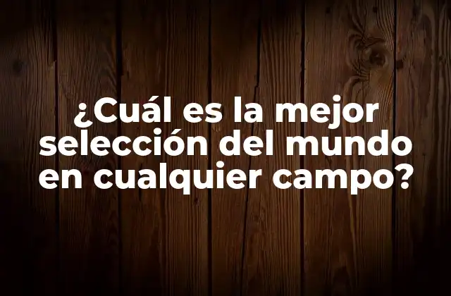 ¿cuál es la Mejor Selección Del Mundo en Cualquier Campo?