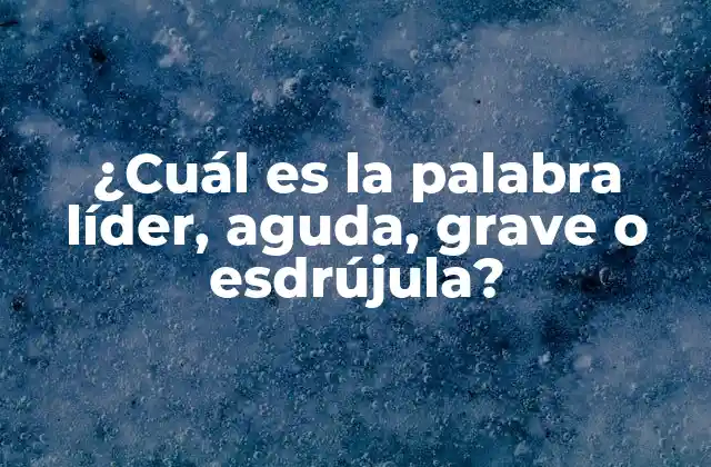 ¿cuál es la Palabra Líder, Aguda, Grave o Esdrújula?