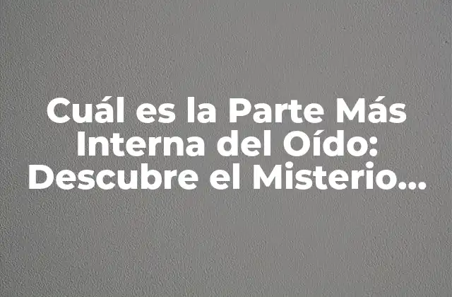Cuál es la Parte Más Interna Del Oído: Descubre el Misterio Auditivo