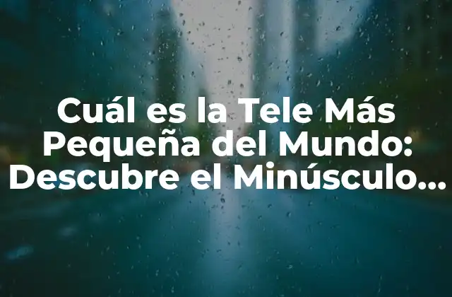Cuál es la Tele Más Pequeña Del Mundo: Descubre el Minúsculo Televisor que Revoluciona la Tecnología