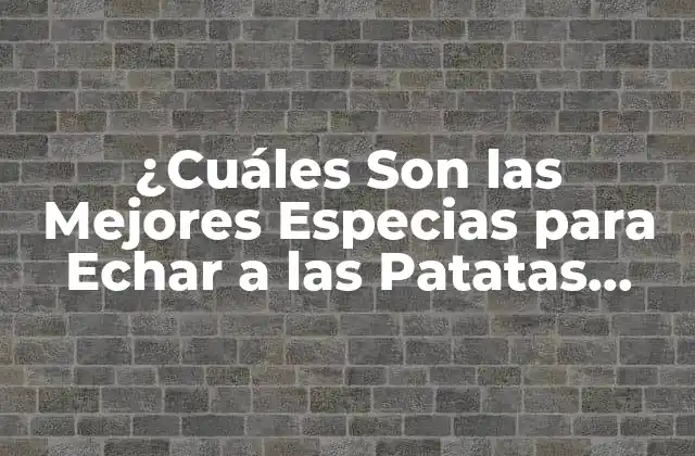 ¿cuáles Son las Mejores Especias para Echar a las Patatas Fritas?