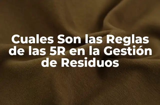 Cuales Son las Reglas de las 5r en la Gestión de Residuos
