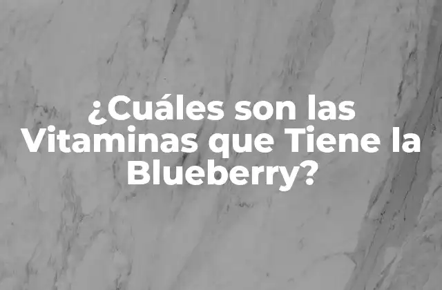 ¿cuáles Son las Vitaminas que Tiene la Blueberry?