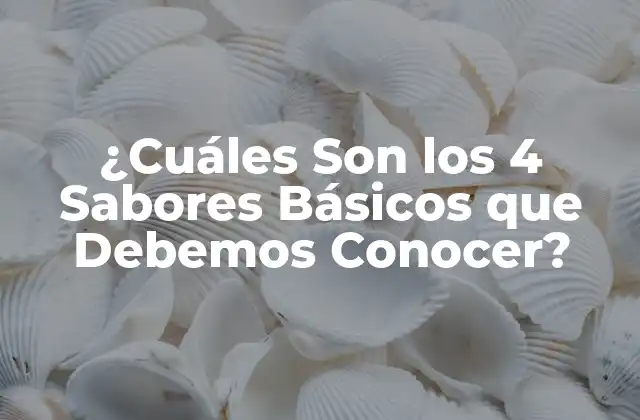 ¿cuáles Son los 4 Sabores Básicos que Debemos Conocer?