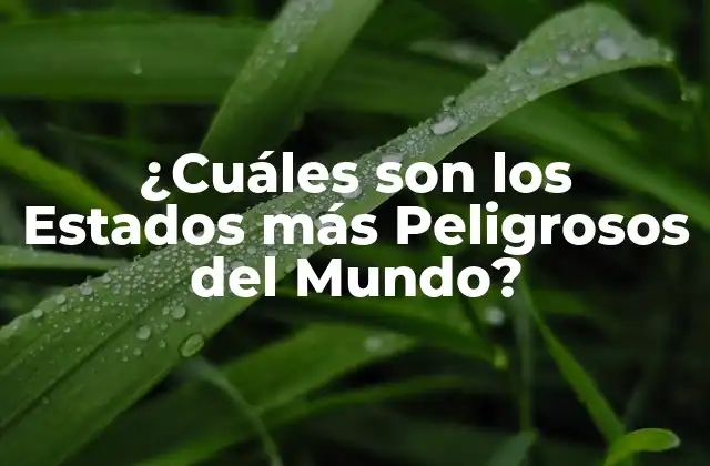 ¿cuáles Son los Estados Más Peligrosos Del Mundo?