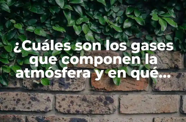 ¿cuáles Son los Gases que Componen la Atmósfera y en Qué Proporción?