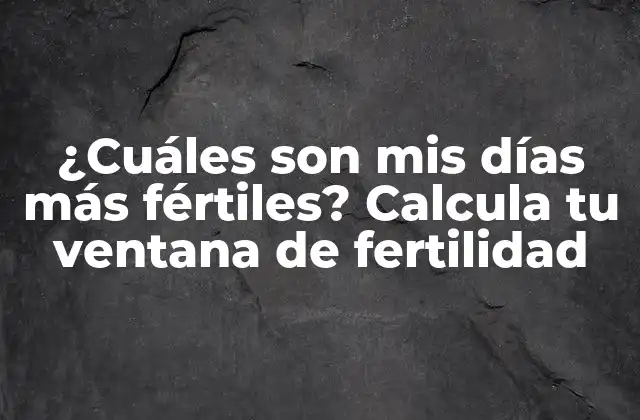 ¿cuáles Son Mis Días Más Fértiles? Calcula Tu Ventana de Fertilidad