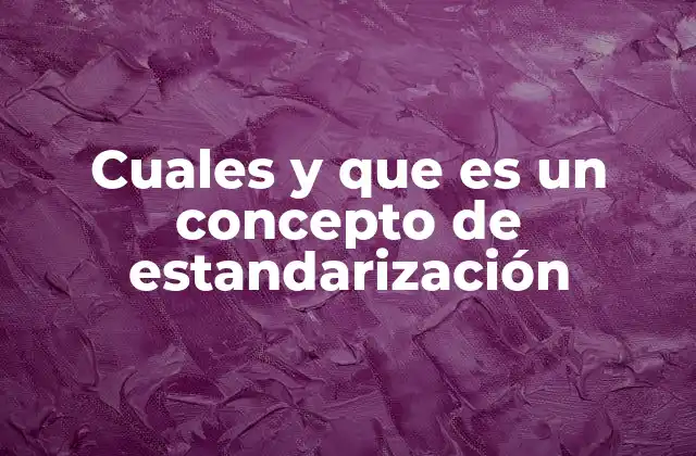 Cuales y que es un Concepto de Estandarización
