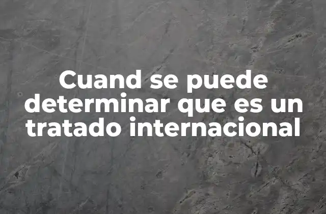 Cuand Se Puede Determinar que es un Tratado Internacional