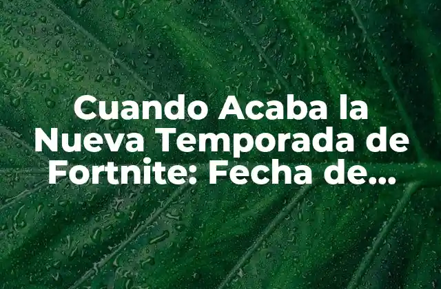 Cuando Acaba la Nueva Temporada de Fortnite: Fecha de Lanzamiento y Novedades