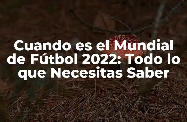 Cuando es el Mundial de Fútbol 2022: Todo Lo que Necesitas Saber